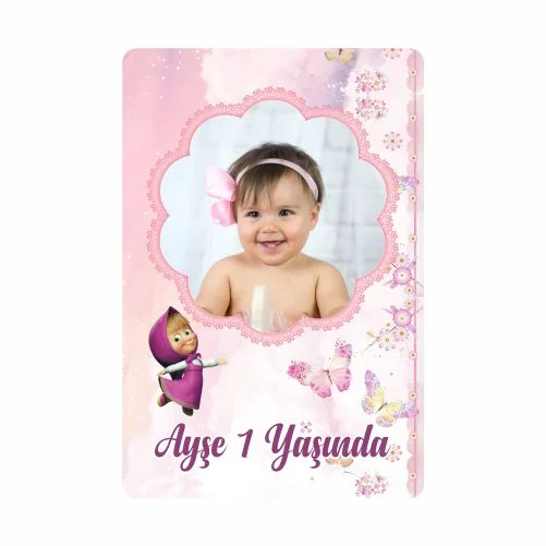 Maşa İle Koca Ayı Temalı Doğum Günü Magneti